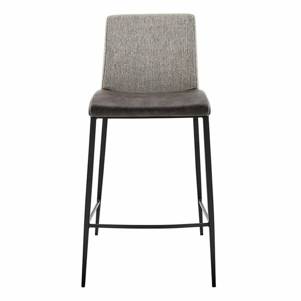 Homeroots Faux Leather & Fabric Counter Stools Gray - Set of 2 400576